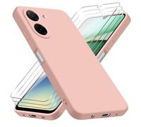 jrester Cover per Xiaomi Redmi A5 4G EU Version（Non per 5G/4G Global Version con 3 Vetro Temperato Pellicola Protettiva, Rosa Morbido Silicone Protettiva Custodia per Xiaomi Redmi A5 4G