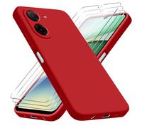jrester Cover per Xiaomi Redmi A5 4G EU Version(Non per 5G/4G Global Version con 3 Vetro Temperato Pellicola Protettiva, Rosso Morbido Silicone Protettiva Custodia per Xiaomi Redmi A5 4G