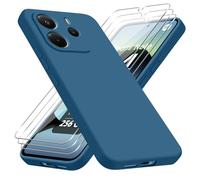 jrester Cover per Xiaomi Redmi Note 14 4G EU Version (Non per 5G/4G Global Version con 3 Vetro Temperato Pellicola Protettiva, Blu Morbido Silicone Protettiva Custodia per Xiaomi Redmi Note 14 4G