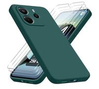 jrester Cover per Xiaomi Redmi Note 14 4G EU Version (Non per 5G/4G Global Version con 3 Vetro Temperato Pellicola Protettiva, Verde Morbido Silicone Protettiva Custodia per Xiaomi Redmi Note 14 4G