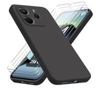 jrester Cover per Xiaomi Redmi Note 14 4G EU Version (Non per 5G/4G Global Version con 3 Vetro Temperato Pellicola Protettiva, Nero Morbido Silicone Protettiva Custodia per Xiaomi Redmi Note 14 4G