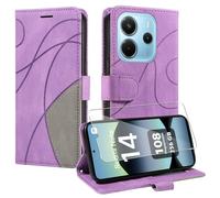 jrester Cover per Xiaomi Redmi Note 14 4G EU Version (Non per 5G/4G Global Version, PU Pelle Portafoglio Libretto Flip Protettiva Custodia con 1 pezzo Vetro Temperato Pellicola Protettiva - Viola