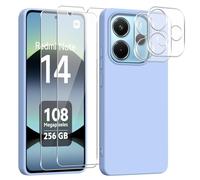 jrester Cover per Xiaomi Redmi Note 14 4G Global Version (Non per 5G/4G EU Version con 2 Vetro Temperato e 2 Vetro Fotocamera, Viola Morbido Silicone Protettiva Custodia per Redmi Note 14 4G