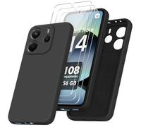 jrester Cover per Xiaomi Redmi Note 14 4G Global Version(Non per 5G/4G EU Version con 3 Vetro Temperato Pellicola Protettiva, Nero Morbido Silicone Protettiva Custodia per Xiaomi Redmi Note 14 4G