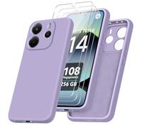 jrester Cover per Xiaomi Redmi Note 14 4G Global Version(Non per 5G/4G EU Version con 3 Vetro Temperato Pellicola Protettiva, Viola Morbido Silicone Protettiva Custodia per Xiaomi Redmi Note 14 4G