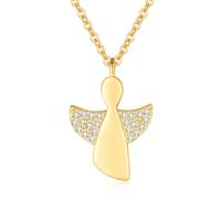 Jrêveinfini Collana con Angelo Custode in Argento 925 e Zirconi - Gioiello Brillante per Donne e Ragazze, Collana Portafortuna Bambina con Portagioie Regalo