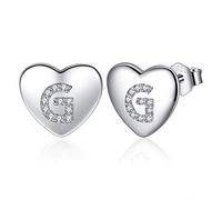 Jrêveinfini Cuore Orecchini Donna Argento 925, Lettera Iniziale G - Orecchini Bambina Ragazza Anallergici, Piccoli Nichel Free Bimba Sposa Brillanti, Regalo Donna Compleanno Bambina