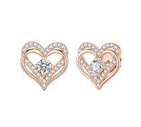 Jrêveinfini Cuore Orecchini Oro Rosa Argento 925, Anallergici Donna Bambina Ragazza Senza Nichel, Regalo Compleanno Mamma Migliore Amica Sorella