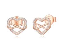 Jrêveinfini Orecchini Argento 925, Orecchini Cuore Infinito Donna Bambina Ragazza, Orecchini Oro Rosa Anallergici Senza Nichel, Regalo Festa Della Mamma Donna Compleanno Amica Bambina Maestre