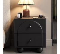 JRHTD 50 * 35 * 43cm Comodino in Legno, Tavolino da Divano Salotto 2 cassetti for spazi ridotti, montaggio è richiesto(Nero)