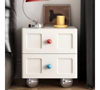 JRHTD Comodino Camera da Letto Legno, Tavolino da Caffe Salotto Multifunzione, Tavolino Soggiorno con 2 cassetti (Wit)