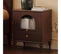 JRHTD Comodino retrò con 1 cassetto e 1 contenitore capovolto, Tavolino da Divano Salotto 40 * 40 * 55cm for camera da letto(Walnut)