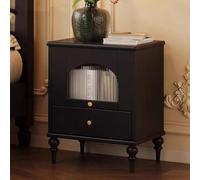 JRHTD Comodino retrò con 1 cassetto e 1 contenitore capovolto, Tavolino da Divano Salotto 40 * 40 * 55cm for camera da letto(Nero)