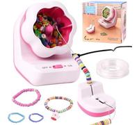 Jrifedptry 1 set di ciotole automatiche in argilla rosa per la creazione di bracciali, spinner per perline in argilla con ago e filo per gioielli artigianali