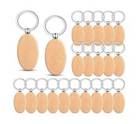 Jrifedptry 1 set di portachiavi in legno con incisione in legno grezzo grezzo, chiave regalo (ovale)