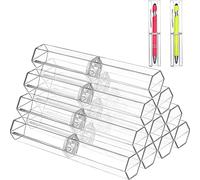 Jrifedptry 10 scatole per penne a sfera in acrilico trasparente, scatola regalo per matite, contenitore esagonale singolo per scuola ufficio