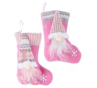 Jrifedptry 2 sacchetti regalo per calze di Natale, con ciondolo a forma di bambola senza volto, forniture decorative per Natale, piccole