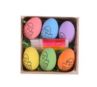 Jrifedptry 6 uova di Pasqua dipinte a mano fai da te 2024 uova dei cartoni animati regalo per bambini kit per pittura uova di Pasqua facile da installare -B