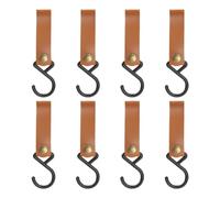 Jrifedptry 8 ganci in pelle a forma di S, ganci appendiabiti da campeggio, colore marrone