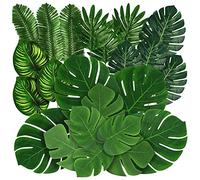 Jrifedptry 88 foglie di palma della giungla, 8 tipi di foglie tropicali di Monstera con steli per tema hawaiano Luau Beach
