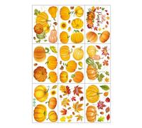 Jrifedptry Adesivi per finestre con foglie d'acero e zucca autunnale, decorazione per il Ringraziamento, stampa fronte/retro