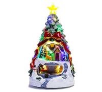 Jrifedptry Albero di Natale Luce Casa Musica Decorazione Adulti Bambini Rotante Treno Inverno Scena Casa Desktop Holiday Decor A