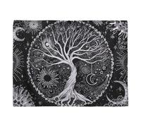 Jrifedptry Arazzo da parete con motivo mandala psichedelico con luna e sole, stile hippie, colore: nero