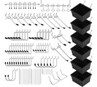 Jrifedptry Assortimento di 121 ganci per pannello forato, accessori per pannelli forati, per organizzare gli attrezzi, ideale per garage, officina