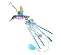 Jrifedptry Campanello a vento in vetro da giardinaggio con colibrì blu, ciondolo per decorazione da parete, finestra, porta