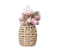 Jrifedptry Cestino da appendere in giacinto d'acqua intrecciato, da appendere alla parete, decorativo per porta d'ingresso, cestino decorativo per piante da fiori e piante