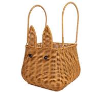 Jrifedptry Cestino in rattan con manico, cestino per uova intrecciato per ragazze di fiori, cestino per pane, cestino in vimini giocattolo da picnic