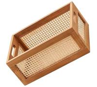 Jrifedptry Cesto decorativo per libri, in tessuto, per organizzare la cameretta dei bambini, la camera da letto, il bagno in rattan, facile da usare, color legno