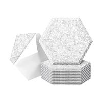 Jrifedptry Confezione da 12 pannelli acustici autoadesivi, 35,6 x 30,5 x 1 cm, pannelli fonoassorbenti, esagonali, grigio argento