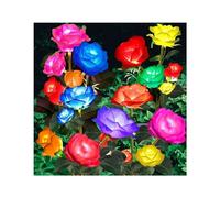 Jrifedptry Confezione da 4 luci solari da giardino decorative con 20 fiori di rosa, per esterni, patio, prato