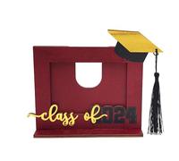 Jrifedptry Cornice portafoto in legno per laurea, cappello da scapolo, lettera incisa, supporto per foto per ufficio e casa, facile da installare, rosso