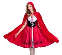 Jrifedptry Costume da Cappuccetto Rosso Gotico da Donna, Mantello con Cappuccio Natale Halloween Vestito con Mantello Adulto Gioco di Ruolo XL