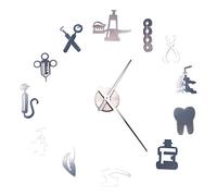 Jrifedptry Dentista fai da te orologio da parete gigante dentale medico orologio da parete oversize grande ago specchio dentista decorazione ufficio dentista regalo medico arte argento