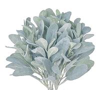 Jrifedptry Finto agnello orecchio steli 5 pezzi verde artificiale floccato solido finto orecchio foglie per la casa matrimonio fai da te artigianato
