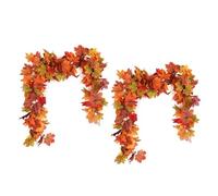 Jrifedptry Ghirlanda del Ringraziamento, 2 ghirlande autunnali artificiali con foglie d'acero, 1,8 m, ghirlanda decorativa autunnale per telaio della porta del camino