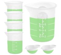 Jrifedptry Kit di 7 misurini in silicone, 1 tazza in silicone da 250 ml, 4 tazze da miscelazione antiaderenti da 100 ml, 2 stampi in silicone da 10 ml