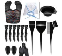 Jrifedptry Kit per la colorazione dei capelli, 16 pezzi, ciotola per la colorazione dei capelli, agitatore per capelli, pennello per tintura, copriorecchie, forcina, mantello per colorare i capelli
