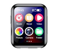 Jrifedptry Lettore musicale MP3 con Bluetooth 5.4 HiFi MP4 Full Touch Screen Altoparlante incorporato Registratore Videocamera Lettore video