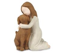 Jrifedptry Love My Dog, statuette di angelo, regalo commemorativo dell'amicizia, scolpite a mano, per gli amanti dei cani, marrone