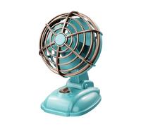 Jrifedptry Mini ventilatore da tavolo retrò, 400 mAh, ricaricabile tramite USB, ventilatore da scrivania per esterni, ventilatore portatile da tavolo, blu