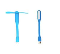Jrifedptry Mini ventilatore multifunzionale USB da tavolo con luce USB universale a risparmio energetico, luce LED portatile, blu