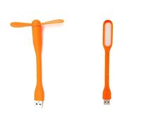 Jrifedptry Mini ventilatore multifunzionale USB da tavolo con luce USB universale a risparmio energetico portatile a LED, arancione