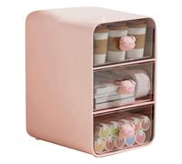 Jrifedptry Organizzatore per trucchi a 3 ripiani, per cosmetici, organizer da bagno, colore rosa-B