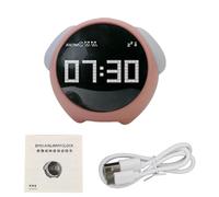 Jrifedptry Orologio con luce controllata vocale, sveglia con espressione carina, per la casa con luce notturna digitale a LED (B)