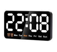Jrifedptry Orologio da parete digitale, 22,9 cm, a LED, grande display con 12/24 ore, cifre grandi, piccolo orologio da parete silenzioso (bianco)