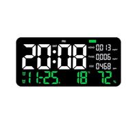 Jrifedptry Orologio da parete digitale a LED con display formaldeide/CO2/TVOC con riconoscimento del fumo, conto alla rovescia, orologio decorativo per camera da letto, verde
